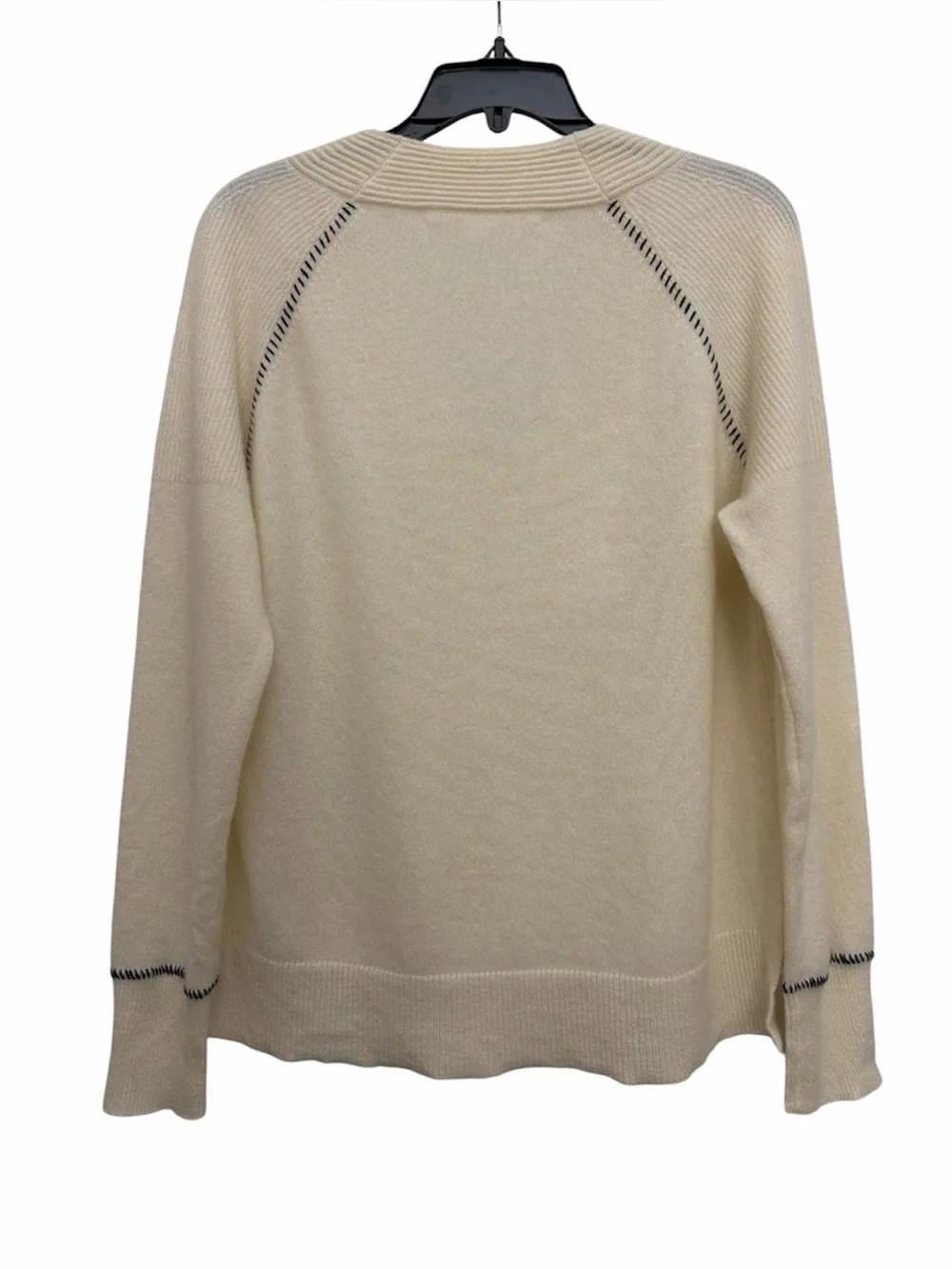 Veronica Beard Preta V Neck Sweater Size Medium Cashmere Relaxed Fit Ivory